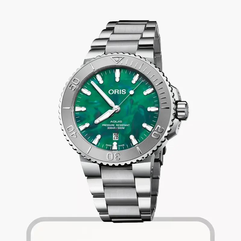 Oris X Bracenet Auto Aquis Date Green Dial Men's Watch | 0173377304137